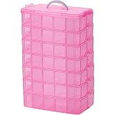 Sooyee 7 Layers Stackable Storage Container, 70 Adjustable Compartments Stackable Storage Container for Kids Toys, Art Crafts, Jewelry, Supplies, Mini Case &amp; Letter Sticker Included,Pink