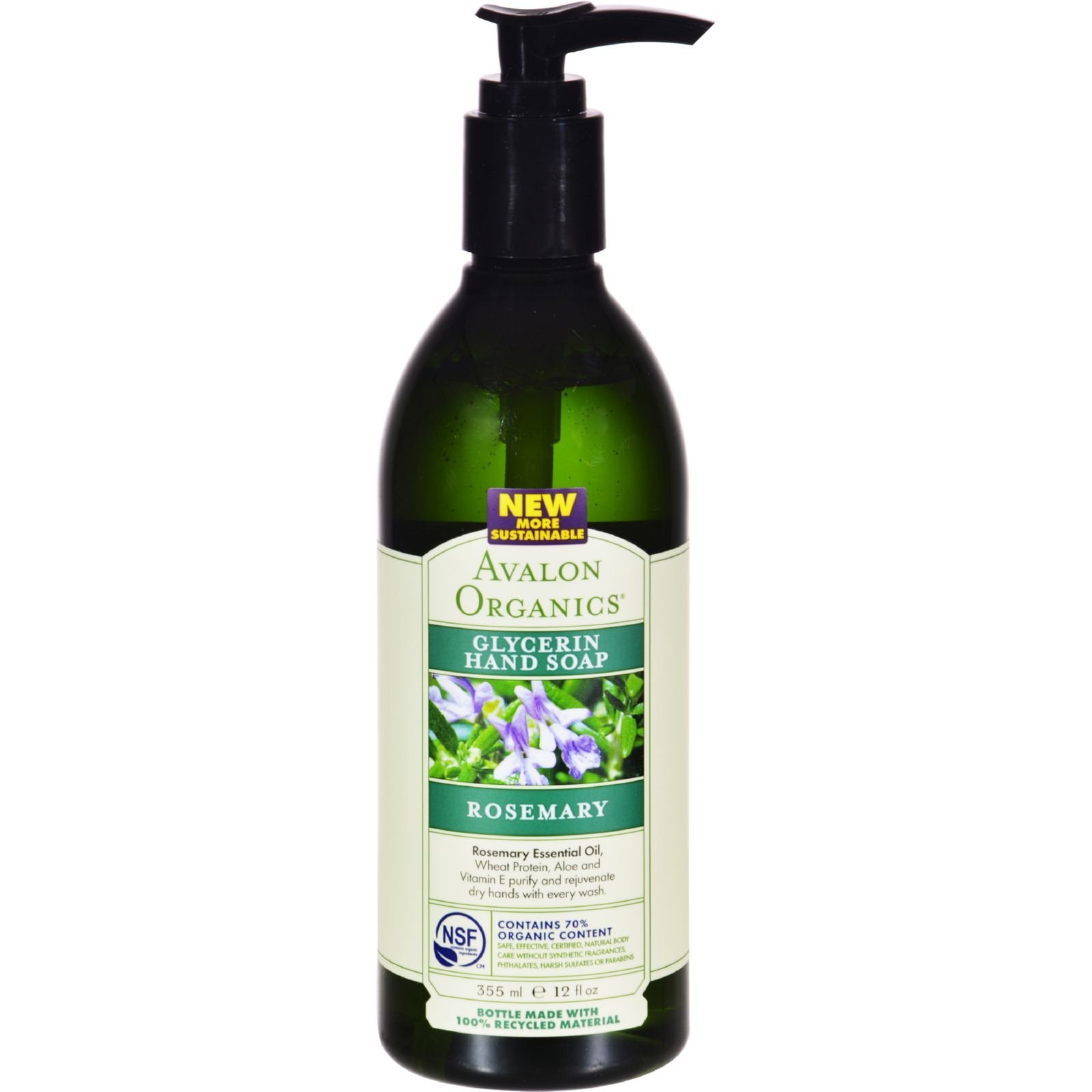 Avalon Organics Glycerin Hand Soap Rosemary, 12 Ounce (Pack of 6)