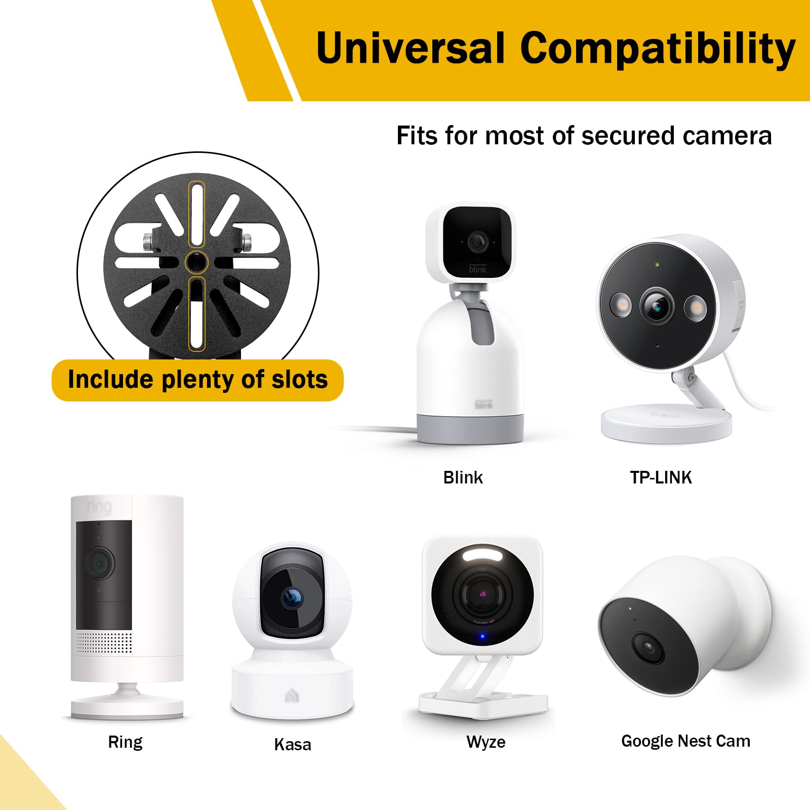 Universal Magnetic Security Camera Mount - 360° Rotation & Tilt -Damage Free Indoor Outdoor Holder fits for Enfy,Tplink,Blink,Wyze,Google Nest,Ring for Metal Surface in Curise,Garage,Carport,Workshop