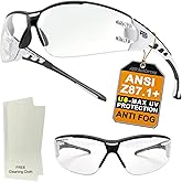 HTS HUNTERSKY Super Flexible Lightweight Anti Fog Wrap-Around U6 Clear Shooting Safety Glasses with ANSI Z87.1 Scratch Resist