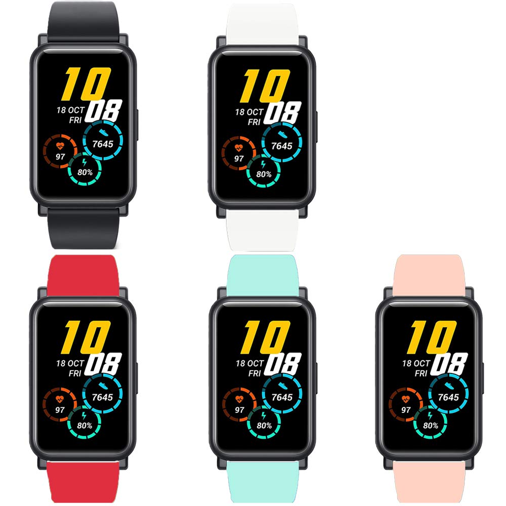Compatible with Honor Watch ES Band, LvBu Silicone Replacement Wristbands Sport Strap with Metal Buckle for Compatible with Honor Watch ES Smartwatch (5 Pack)