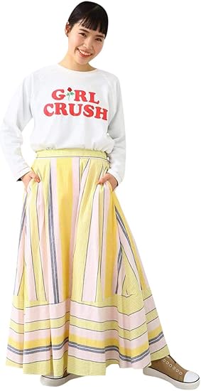 Amazon ロデオクラウンズ ワイドボウル スカート ストライプマキシスカート 4dsm31 0250 Free ピンク レディーズ スカート 通販