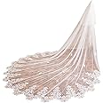 EllieWely Long Cathedral Length 2 Tier Sequin Lace Wedding Bridal Veil F09