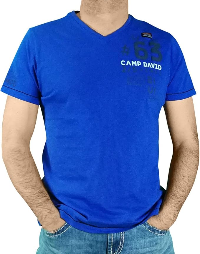 Camp David Herren TShirt mit Used und Puff Prints Amazon.de Bekleidung