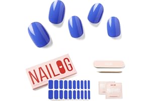 NAILOG Semi Cured Gel Nail Strips (20 Extra Long Stickers/Wraps) | Buy 2 Get 1 UV Lamp| Glossy & Long Lasting Soft Gel Finishing, Violetta