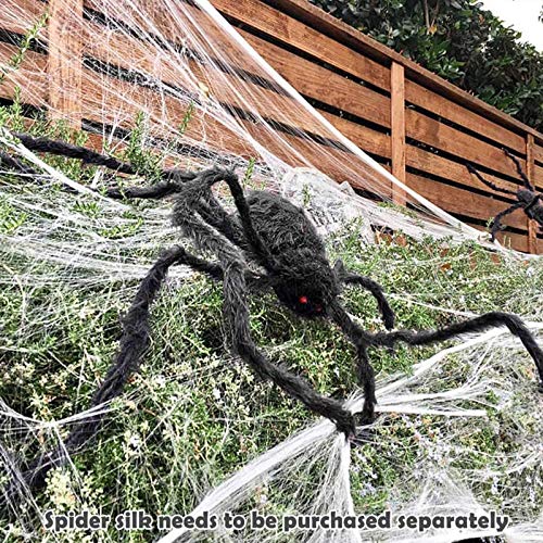 Pengxian Halloween Props Spiders, Furry Black Giant Spiders for Halloween Yard Door & Outdoor Decor With Spider Webs
