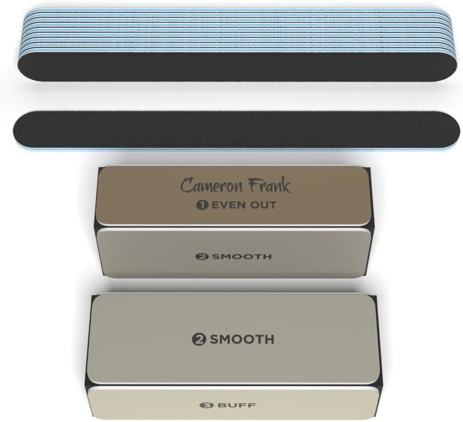 100/180 10 pack Nail File / Emery Board with 2 Piece Buffer Block Set - For Smooth & Shiny Nails - Home or Professional Manicure / Pedicure Kit: Health & Personal Care