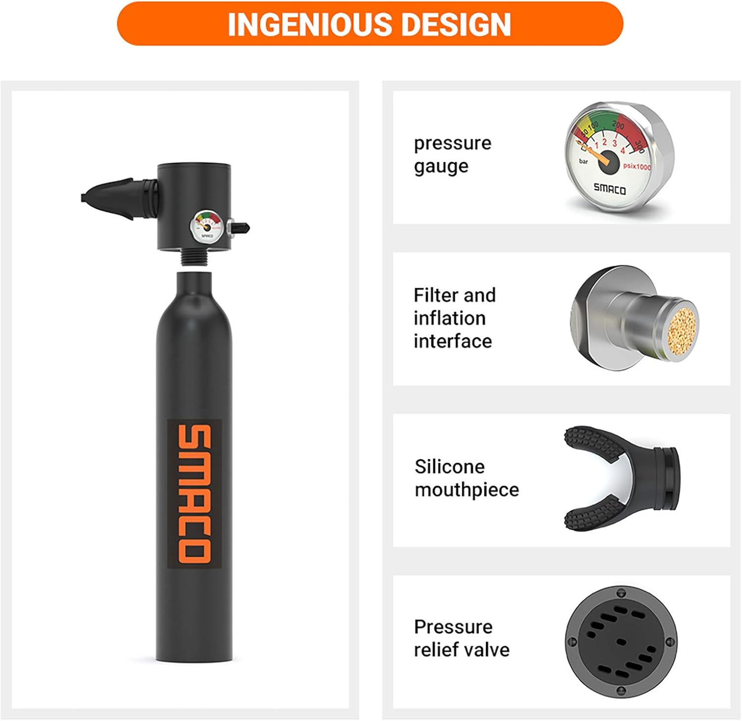 Mini Scuba Tank with Pump Scuba Tank for Beginner Diving Support 6-10 Mins Breath Underwater 0.5L Scuba Diving Tank for Shallow Water Sightseeing/Underwater Photography/Water Rescue, Package B(Black) : Sports & Outdoors
