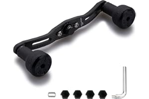 HEIGHTEN 110mm/120mm Fishing Reel Handle for Shimano Daiwa Abu Garcia Penn Kastking Lew's Baitcasting Reel Power Crank Accessory (All Black, 110mm Carbon Handle 24mm TPE Knob) (0429)