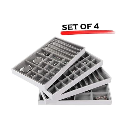 JackCubeDesign 11 Copartents Stackable Leather Jewelry Tray Earring