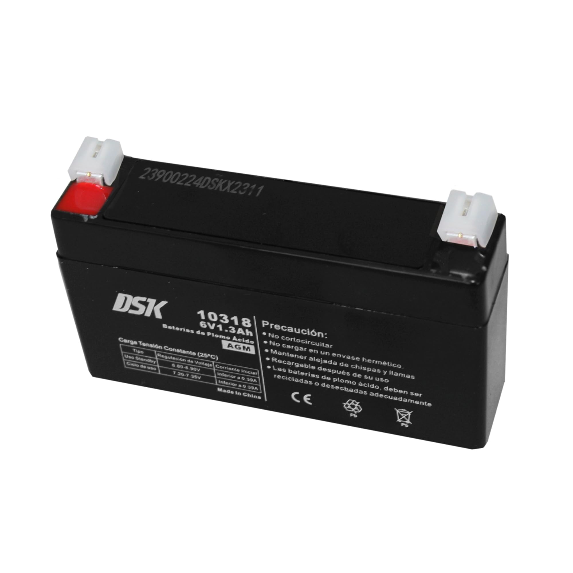 DSK 10318 – Rechargeable and Sealed AGM Lead Battery 6 V and 1.2 Ah. Ideal for Cars and Electric Motorcycles for Children, Scooters, UPS Systems, Security and Communication Systems, Emergency Light
