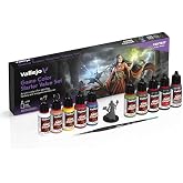 Vallejo - Game Color Starter Value Set, 10 x 18 ml (0.6 fl oz) Acrylic Colors with Brush and Exclusive Miniature, Beginner Miniature and Model Paint Kit for Tabletop and Fantasy Painting
