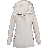 Pioneer Camp Womens Winter Insulated Puffer Jacket Lightweight Hooded Water Resistant Windproof Coat, Off White, XXL
