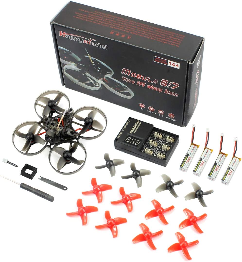 FEICHAO Happymodel Mobula7 75mm Crazybee F3 Pro OSD 2S Whoop FPV Racing Drone w/ Upgrade BB2 Compatible with Frsky Flysky DSM2/DSMX Receiver Without Remote Controller (Standard Version, DSM2/DSMX)
