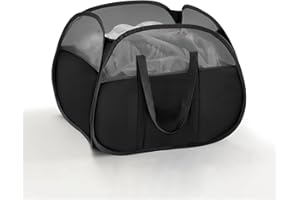 TECHMILLY Pop Up Foldable Laundry Basket, 90L Large Capacity Square & Tear Proof Laundry Hamper with Reinforced Handles for Dirty Clothes Storage in Dorm, Laundry Room, Bathroom, Black(Fabric)