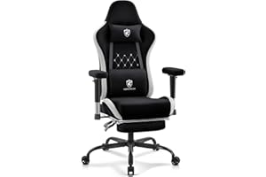 Morkprism Gaming Chair Breathable Fabric,Computer Office Chair with Footrest,Massage Lumbar Support and Gel Pad,Ergonomic Reclining Gamer Chair with Adjustable Armrests and Spring Cushion Black Grey