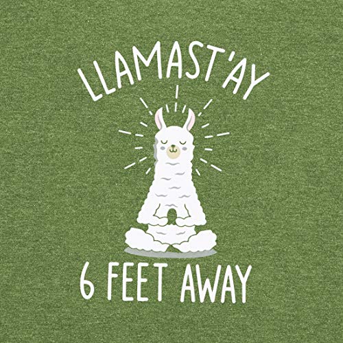 Llamastay 6 Feet Away Shirt Women Funny Llama Graphic Tee Casual Short Sleeve Tops Shirt (Green, L)