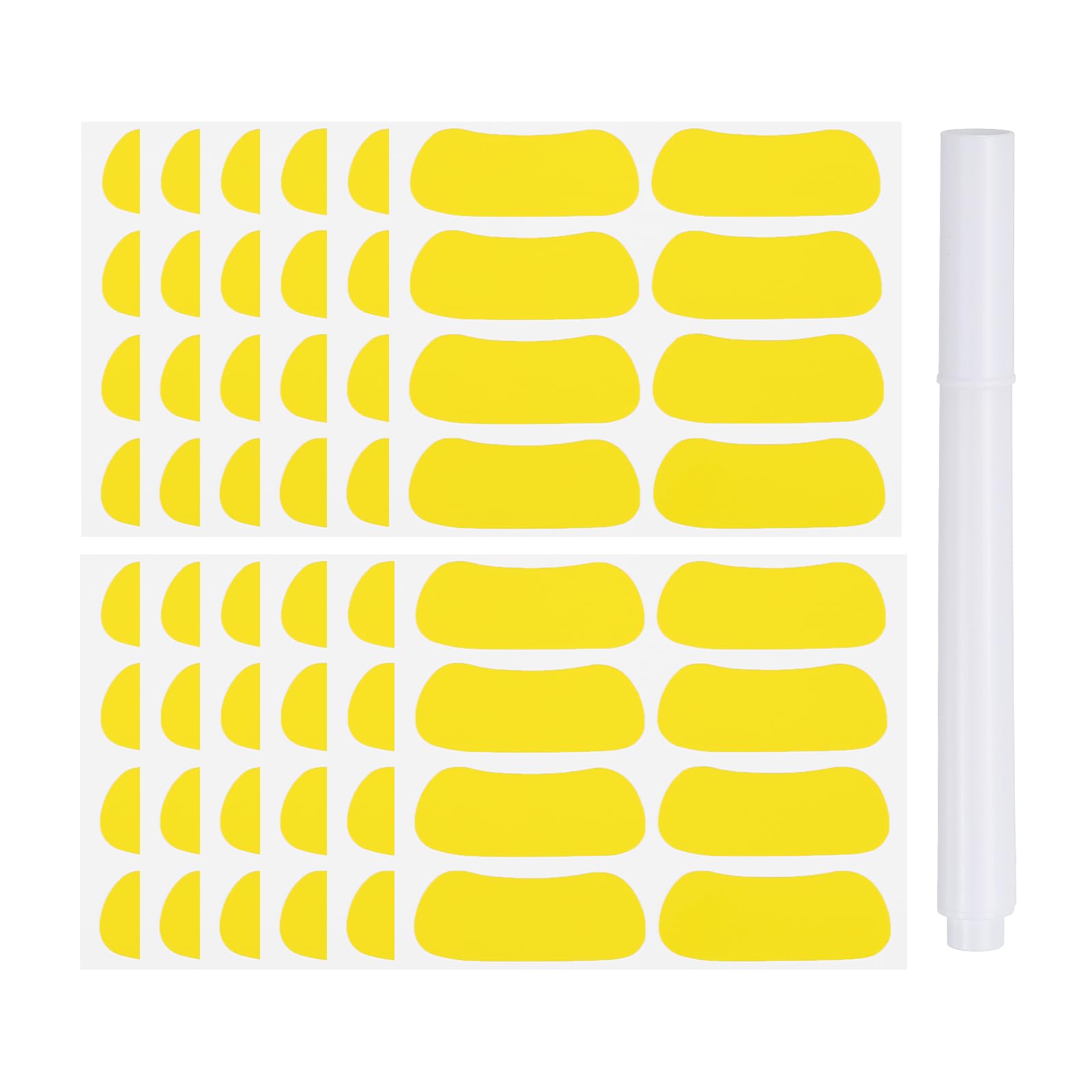 PATIKIL 48 Pairs Sports Eye Black Stickers, Under Eye Black Strips Football Face Stickers Breathable Eyeblack Sticker with 1 Pcs White Pencil for Baseball Fans on Game Day, Yellow