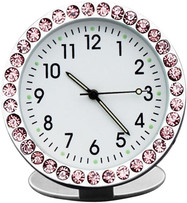 idain Car Dashboard Clock - Mini Vehicle Clock Decoration Air Vent Cilp (White, Point Luminous + Pink)