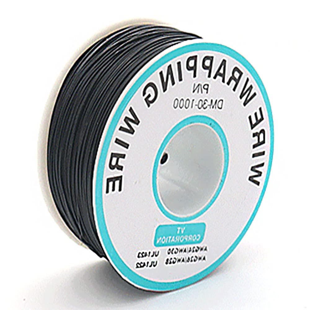 Black 30AWG 0.25mm Solid Wire Colored Electrical Wire Cable Gauge ​Spool Hookup Wires Electronics Kit Stranded Tinned Copper Wire DIY Flexible and Soft