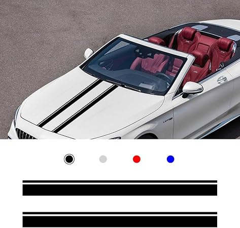 Amazon に適しています Hood エンジンカバー Universal 汎用 カー オート ボディ ステッカー ロング ストライプ サイド スカート レーシング デカール カー デコレーション 防水 カッティングステッカースタイリッシュ ストレートライン ステッカー 155x13cm 黒