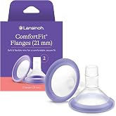 Lansinoh Breast Pump Flanges, 21mm, 2 Count | ComfortFit Soft Silicone Breast Shields for Breast Pumps, Comfortable Secure Fit