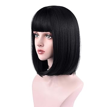 Amazon Com Reecho 14 Medium Short Bob Wig With Bangs Synthetic