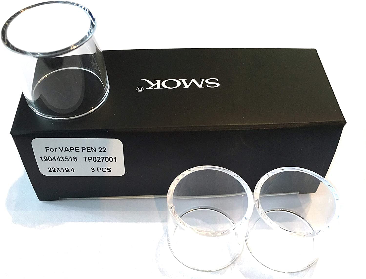 SMOK Replacement Pyrex for SMOK Vape Pen 22, SMOK Vape Pen V2, TFV12 Baby Prince (Pack of 3) No Nicotine