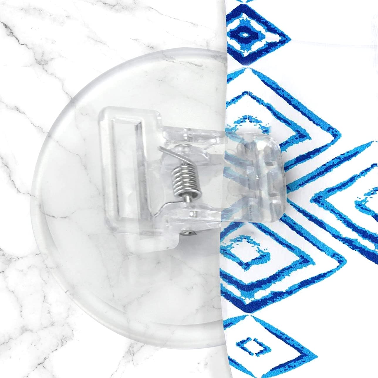 Photo 1 of 4 Pack Shower Curtain Clips, Shower Windproof Splash Guard - Self Adhesive Shower Curtain Weight Clip (Clear)