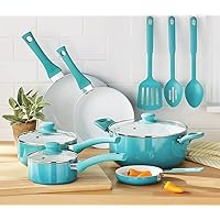 Ceramic Nonstick 12 Piece Cookware Set, Teal Ombre