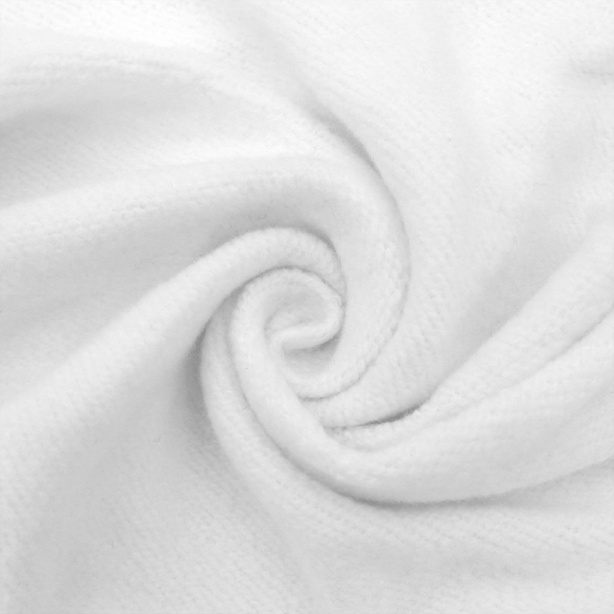 Stylish FABRIC 65″ Wide 100% Cotton Fleece Fabric by The Yard-280 GSM, Medium Weight, 2-Way Stretch, Soft & Breathable for Apparel, Jackets, Hoodies, Home Decor, and Crafts, White PFP 5 Yards