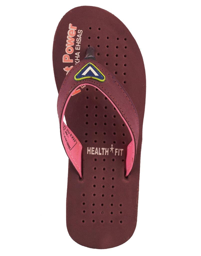 healthfit women's rubber accupressure and foot massage flip flops (red)