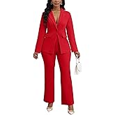 Womens 2 Piece Pant Suits Dressy Blazer Jacket Flare Pants Set Casual Business Suiting Formal Work Office Outfits