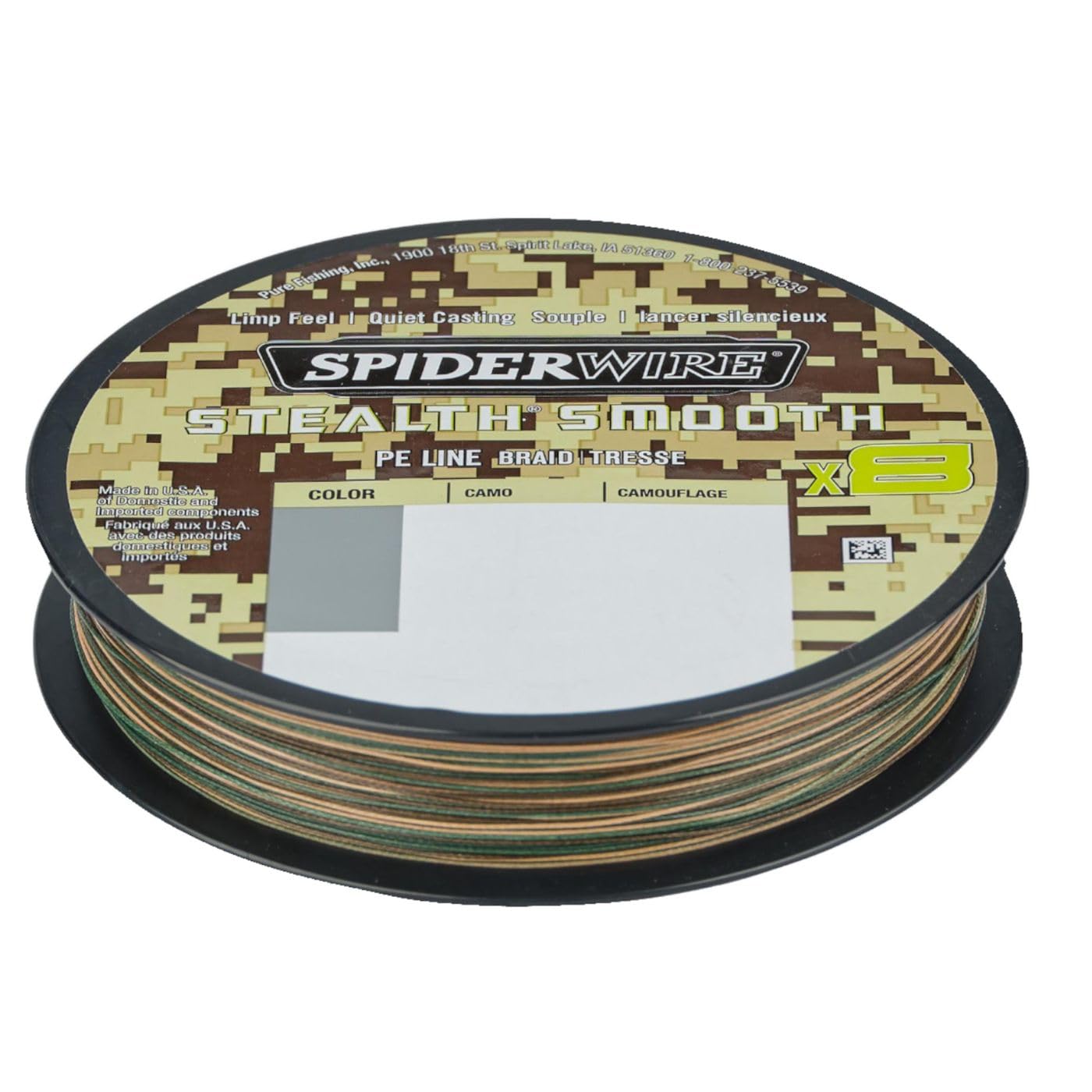 Spiderwire Stealth Smooth 8 New 2020, 150 m, Camo, 8-Way Braided Line with Micro Coating, 0.06 mm - 0.39 mm, 5.4 kg - 46.3 kg, Abrasion Resistant (150, 0.33 mm - 38.1 kg)