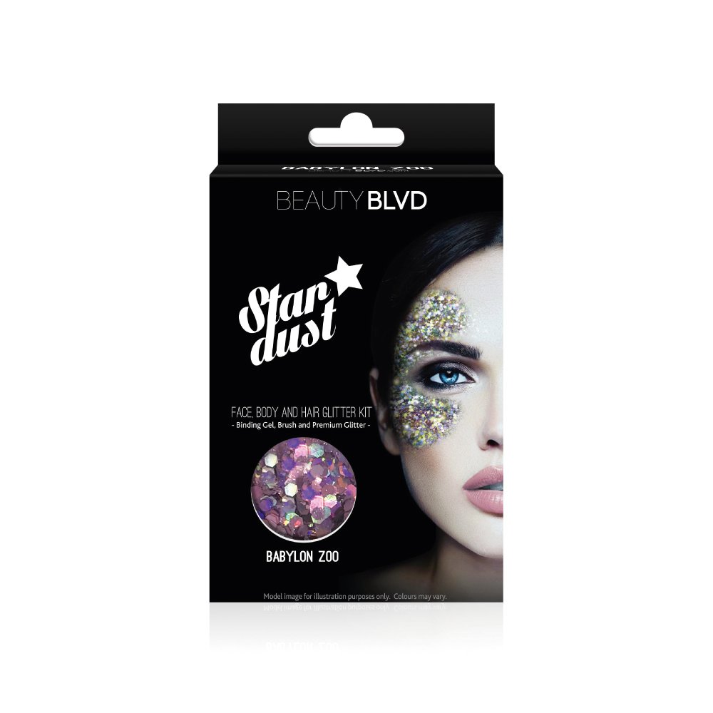 BEAUTYBLVD Stardust, Cruelty Free Face, Body and Hair Glitter Kit – Babylon Zoo