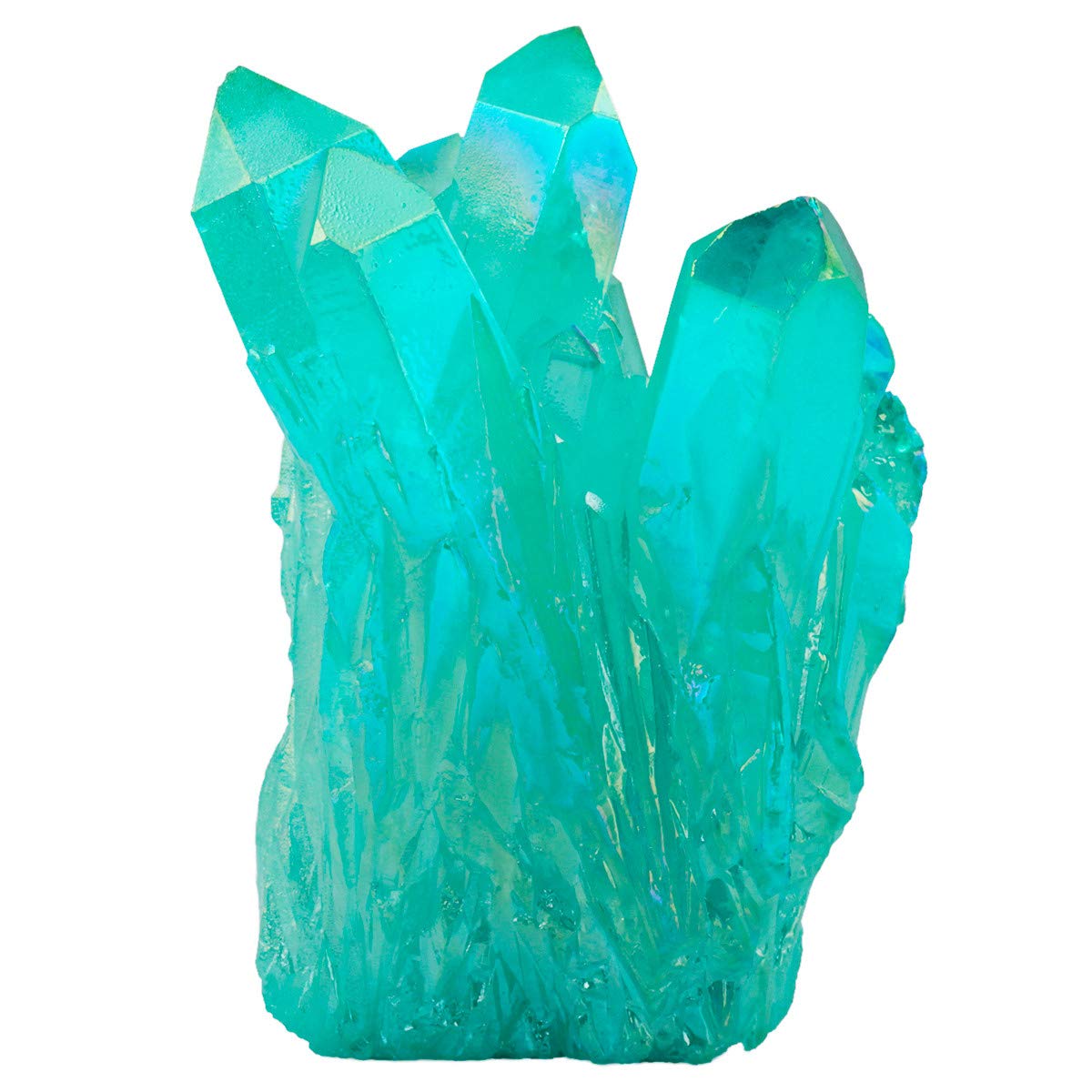 Nupuyai Titanium Coated Rock Quartz Crystal Cluster Drusy Geode for Healing Reiki Energy, Irregular Rough Gemstone for Home Decor Light Blue