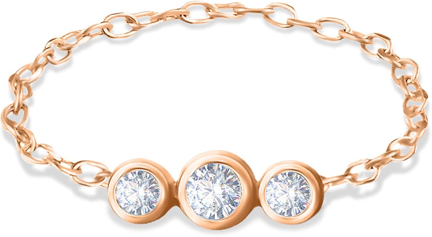 18K Rose Gold and Diamonds Trilogy Ring Size 4 Amazon.co.uk Jewellery