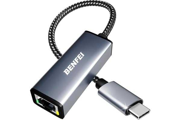 BENFEI USB-C to Ethernet Adapter, USB Type-C (Thunderbolt 3/4) to RJ45 Gigabit Ethernet LAN Network Adapter Compatible with iPhone 15 Pro/Max, MacBook Pro/Air 2023, iPad Pro,iMac, S23, XPS 17 and More