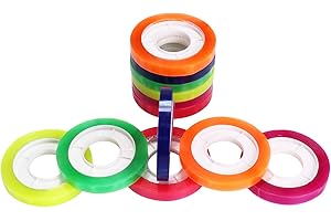 MIUPOO Clear Color Tape, 1 Roll of Each of 6 Standard Colors, 0.3 Inch Wide x 720 Inch Long