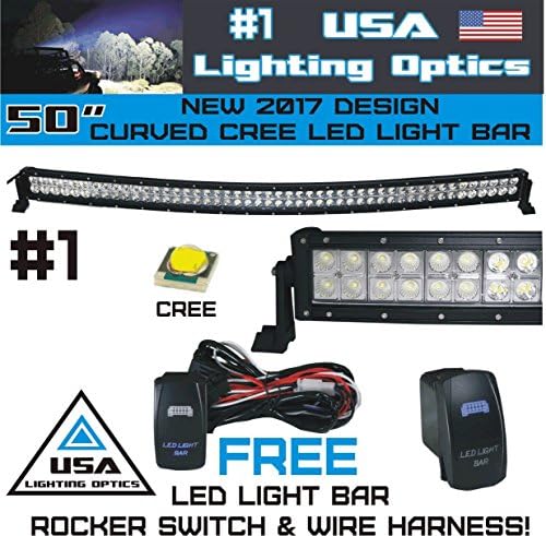 LED Light Bar, 50" Curved CREE LED Light bar 288W by USA Light Optics TM spot flood combo beam 25920LM, LED truck lights, Offroad Trucks 4x4 radius fog, Jeeps, Truck, UTV SUV 4WD