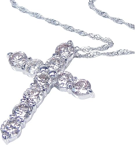Amazon あなたと私の宝石箱 純プラチナ ダイヤクロス ネックレス ペンダント 1カラットスイートメモリーダイヤモンドのゴージャスな煌きsi ｉクラス ライトブラウン系 ギフトラッピング済み ネックレス 通販