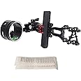 SOPOGER Archery Compound Bow Sight - Single Pin Archery Sight with Replacement Tape Quick Adjustable Aluminum Alloy Sight Long Bar Right Hand for Bow Hunting and Practice