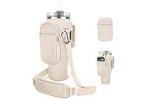 GAROLUE Watter Bottle Carrier Bag with Detachable Pocket Compatible with Stanley& Simple Morden 30/40oz Tumbler with Handle