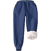 Rousytn Girls Boys Fleece Sweatpants Sherpa Lined Joggers Pant Winter Warm Kids Athletic Pants Elastic Waist with Pockets