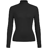 CIDER Women’s Mock Turtleneck Tops Long Sleeve High Neck Knit Solid T Shirts Sweaters