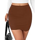 LYANER Women's High Waist Wraped Asymmetrical Tulip Hem Bodycon Short Mini Skirt