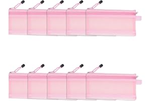 Double Layer Mesh Bags, Waterproof Nylon File Pouch, 10PCS Pink, A6 Paper Size - Secure Zipper Closure, Versatile Storage for