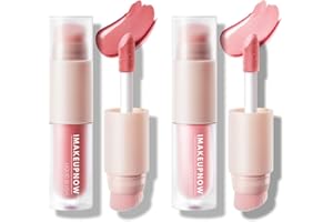 imakeupnow Liquid Cream Blush Stick for Cheeks Matte Finish Makeup Blush Stick 2PCS, High Pigment Blush, Build in Brush #L001 + #L002