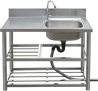 Free Standing Stainless-Steel Single Bowl Commercial Restaurant Kitchen