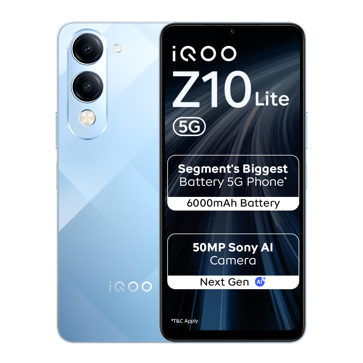 iQOO Z10 Lite 5G (Titanium Blue, 4GB RAM, 64GB Storage) | 6000 mAh Battery | Dimensity 6300 5G Processor with 433K+* AnTuTu Score | IP64 Rated & Military Grade Shock-Resistance*